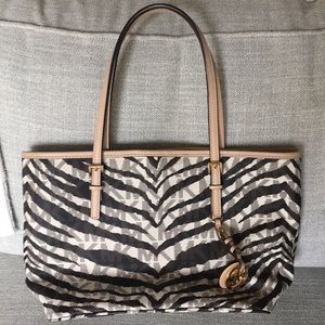 Michael Kors Signature Zebra Print Handbag purse
